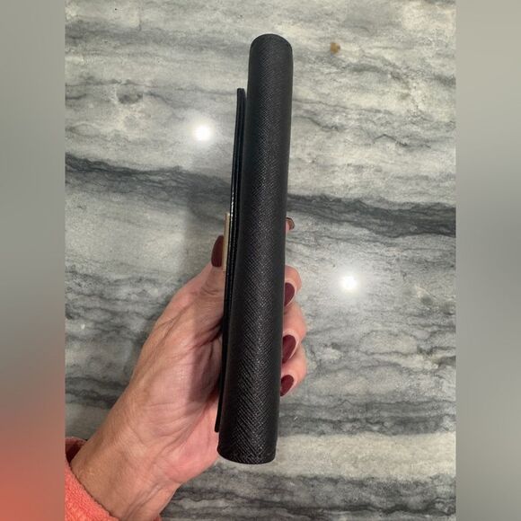 Kate Spade Saffiano Leather Womens Black Tri‎ Fold Phone Case Wallet /Wristlet - Picture 4 of 6